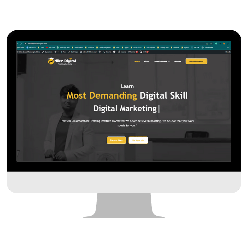 Black & grey monitor With Niksh Digital training website with transparentsite Png