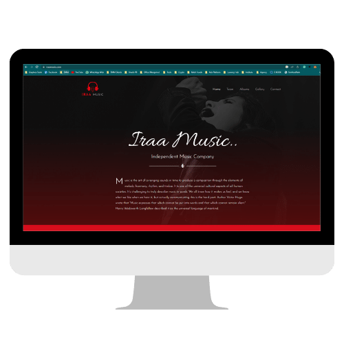 Black & grey monitor With Iraa Music Website with transparentsite Png