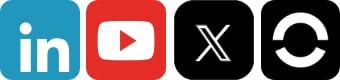 In this image there are four logos first is LinkedIn second is YouTube third is Twitter and last is Meta Horizon logo